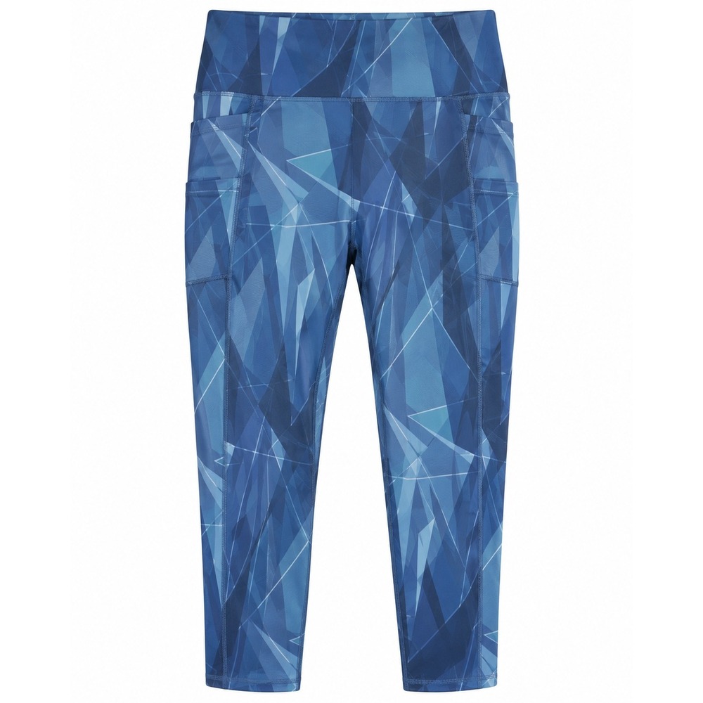 Sweaty Betty Super Sculpt Zig Zag 7/8 Yoga Leggings Blue Sail Print Large NEW